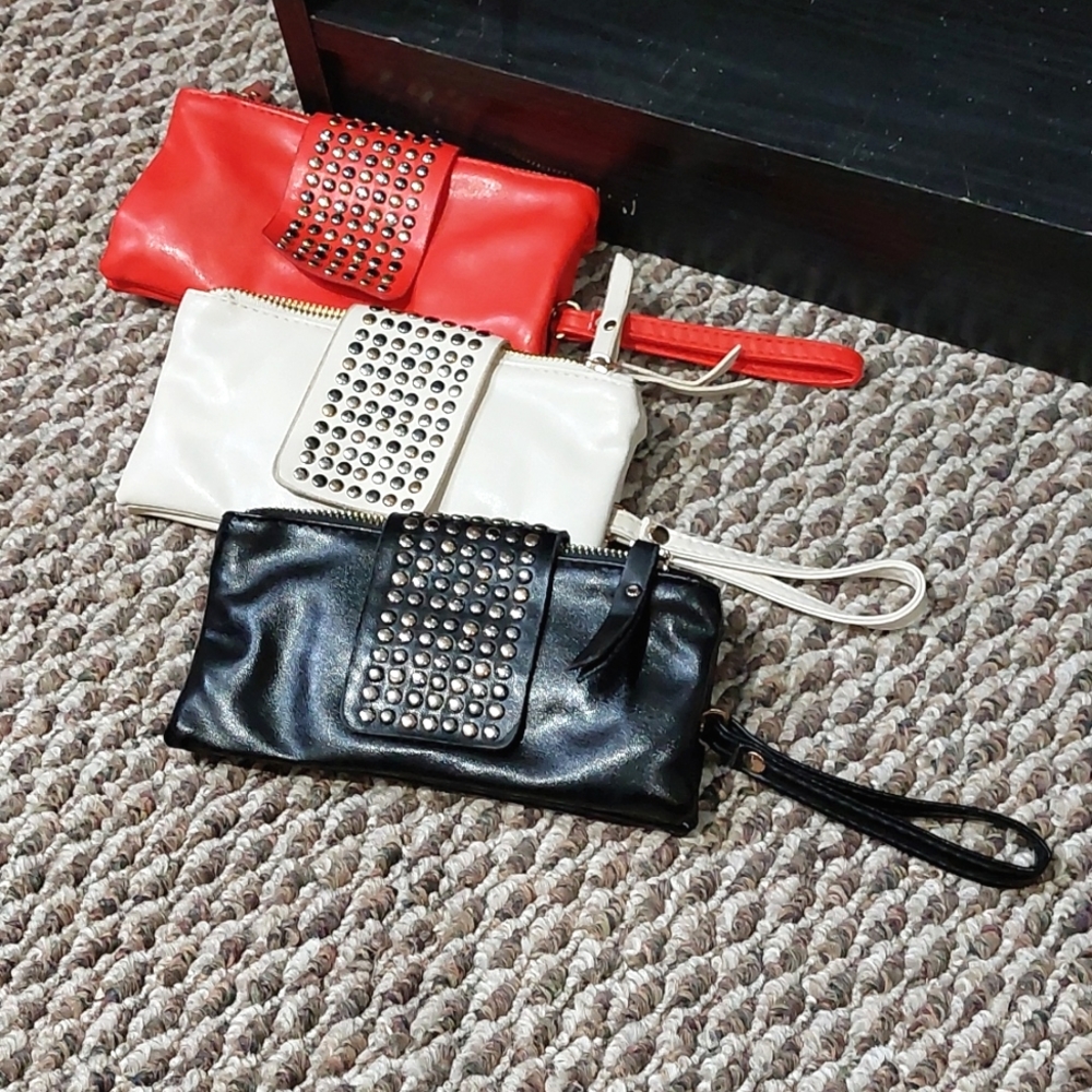 NWOT - Set of 3 wristlet wallets (red, ivory white, and black)